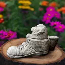 Funny Labrador in Boots Statue Concrete Cocker Spaniel Figurine Stone Playful Dog Sculpture Large Animal Decoration Memorial Ornament - thumbnail 3