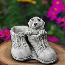 Funny Labrador in Boots Statue Concrete Cocker Spaniel Figurine Stone Playful Dog Sculpture Large Animal Decoration Memorial Ornament - thumbnail 1