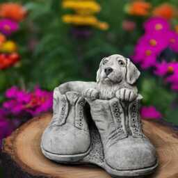 Funny Labrador in Boots Statue Concrete Cocker Spaniel Figurine Stone Playful Dog Sculpture Large Animal Decoration Memorial Ornament - thumbnail 2