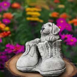 Funny Labrador in Boots Statue Concrete Cocker Spaniel Figurine Stone Playful Dog Sculpture Large Animal Decoration Memorial Ornament - thumbnail 4