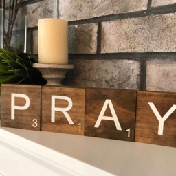 7-10 Freestanding Large Scrabble Letter Tile Wood Blocks For Mantel, Shelf, Table, Or Desk - Spell Any Name Word 3.5x3.5 Inches - thumbnail 3
