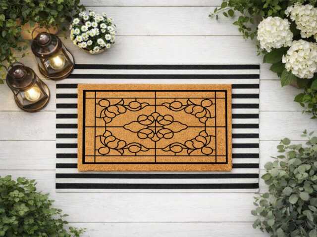 Geometric Wrought Iron Rug - Symmetrical Home - image 1