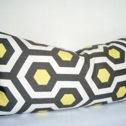 Geometric Lumbar Pillow Cover, Magna Lemon/Natural 10x22 - thumbnail 2
