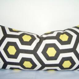 Geometric Lumbar Pillow Cover, Magna Lemon/Natural 10x22 - thumbnail 3