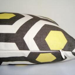Geometric Lumbar Pillow Cover, Magna Lemon/Natural 10x22 - thumbnail 4