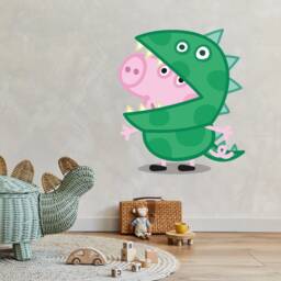 Peppa Pig Wall Sticker - George in Dinosaur Suit Decal Kids Art - thumbnail 2