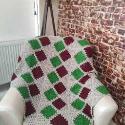 Handmade Crochet Granny Square Blanket Boho Bedspread Throw - thumbnail 2