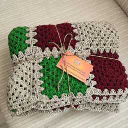 Handmade Crochet Granny Square Blanket Boho Bedspread Throw - thumbnail 4