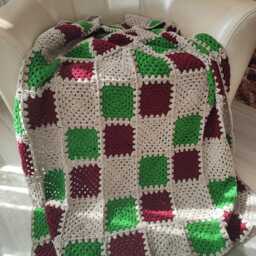 Handmade Crochet Granny Square Blanket Boho Bedspread Throw - thumbnail 3