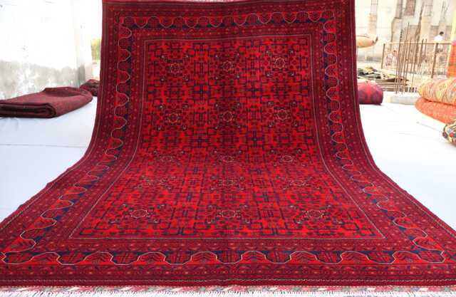Afghan Rug 7x10 Stunning Turkmen Bukhara Rug, Veg Dyes Red Hand Knotted Wool Khal Muhammadi Tribal Oriental Living Room - image 1