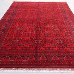 Afghan Rug 7x10 Stunning Turkmen Bukhara Rug, Veg Dyes Red Hand Knotted Wool Khal Muhammadi Tribal Oriental Living Room - thumbnail 3