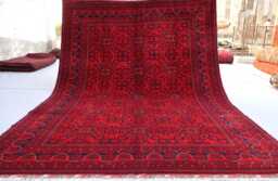 Afghan Rug 7x10 Stunning Turkmen Bukhara Rug, Veg Dyes Red Hand Knotted Wool Khal Muhammadi Tribal Oriental Living Room - thumbnail 1