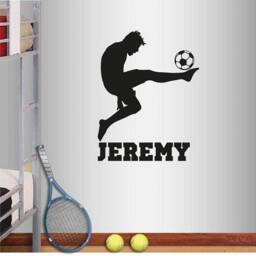 In-Style Decals Wall Vinyl Decal Home Decor Sticker Soccer Player Kicking Ball Custom Name Boy Kids Room Removable Stylish Mural Design 1557 - thumbnail 1
