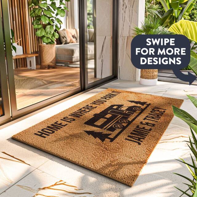 Best Selling Camper Doormat - Personalized Camping Door Mat Van Gift Motorhome Custom Welcome Coir Rv Rug - image 1