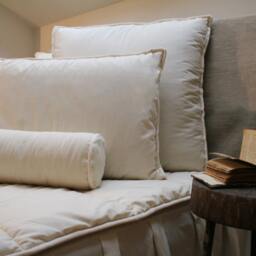Handmade Neck Roll Pillow - Organic Wool Round Bolster Us Duty Paid - thumbnail 3