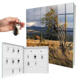 Autumn Landscape Wall Mounted Key Cabinet, Green Box For Wall, Photographic Landscapes, Nature Lovers - thumbnail 2