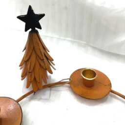 Rustic Metal Christmas Candle Holder Ring - Tree Design Advent Wreath Centerpiece - thumbnail 3