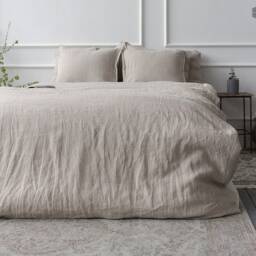 Natural Linen Duvet Cover Set - Queen King Bedding European Flax, Stonewashed Linen, Breathable Dark - thumbnail 3
