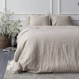Natural Linen Duvet Cover Set - Queen King Bedding European Flax, Stonewashed Linen, Breathable Dark - thumbnail 2