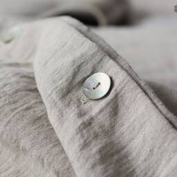 Natural Linen Duvet Cover Set - Queen King Bedding European Flax, Stonewashed Linen, Breathable Dark - thumbnail 4
