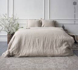Natural Linen Duvet Cover Set - Queen King Bedding European Flax, Stonewashed Linen, Breathable Dark - thumbnail 1