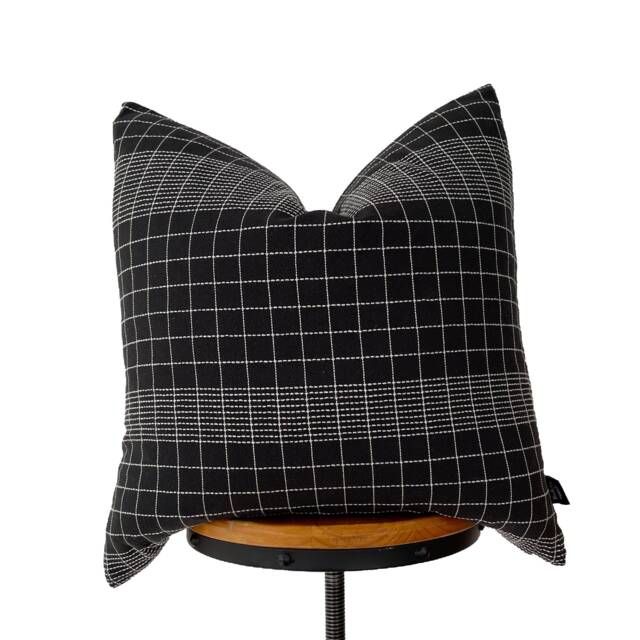 Chiangmai Cotton Pillow, Black/ White Check Pillow Cover - image 1
