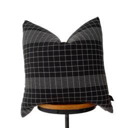 Chiangmai Cotton Pillow, Black/ White Check Pillow Cover - thumbnail 1