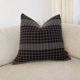 Chiangmai Cotton Pillow, Black/ White Check Pillow Cover - thumbnail 4