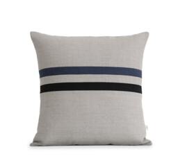 Striped Pillow Cover With Black & Navy Stripes By Jillianrenedecor - 16x16 Modern Home Decor - Masculine Gift For Him - thumbnail 1