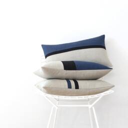 Striped Pillow Cover With Black & Navy Stripes By Jillianrenedecor - 16x16 Modern Home Decor - Masculine Gift For Him - thumbnail 2