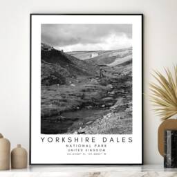 Yorkshire Dales National Park Print Black & White UK Wall Art - thumbnail 2
