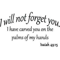 I Will Not Forget You Have Carved On The Palms Of My Hands Wall Decal Isaiah 4915 Bible Scripture Vwaq - thumbnail 2