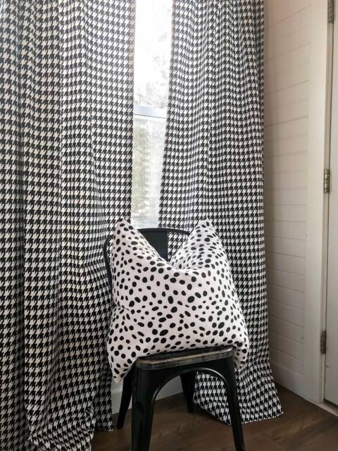 Black Houndstooth Fabric Curtains Custom Designer Pair - image 1