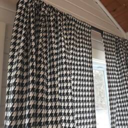 Black Houndstooth Fabric Curtains Custom Designer Pair - thumbnail 3