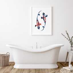 Koi Fish Yin & Yang Print - Abstract Modern Wall Art Unframed - thumbnail 3