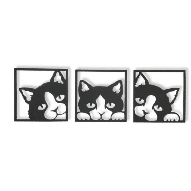 3 Piece Cat - Steel Metal Hanging Sign Wall Art - image 1