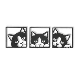 3 Piece Cat - Steel Metal Hanging Sign Wall Art - thumbnail 1