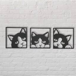 3 Piece Cat - Steel Metal Hanging Sign Wall Art - thumbnail 2