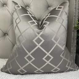 Iliv Dolce Zinc Fabric Luxurious Geometric Cushion Cover Grey Silver Pillow Throw Textured Designer High Quality Handmade in UK