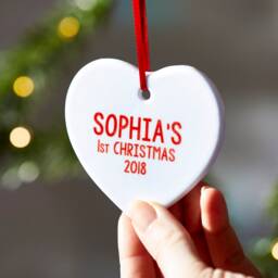 Personalized Baby's First Christmas Ornament - Ceramic Star Or Heart - thumbnail 2