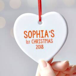 Personalized Baby's First Christmas Ornament - Ceramic Star Or Heart - thumbnail 4