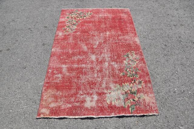 Turkish Rug, Vintage Oushak Red Anatolian Rugs, Rugs For Kitchen, 3.5x5.8 Ft Accent Handwoven Nursery - image 1
