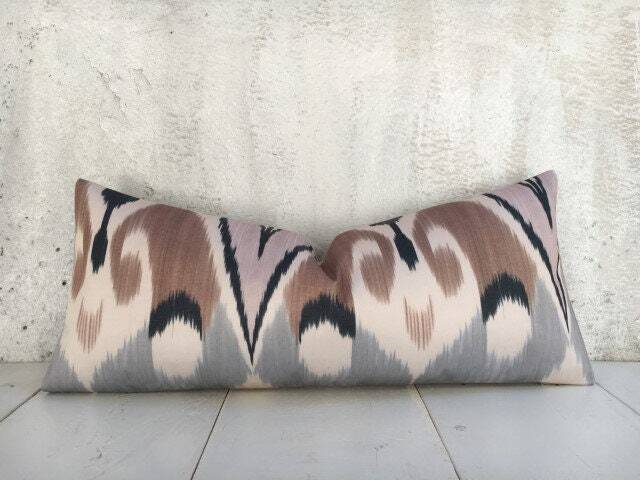 Silk Ikat Pillow Cover 10x24, Handwoven Decorative Cushion - image 1