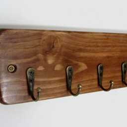 Rustic Wood Key Holder 4 Hook Organizer, Weathered Oak Finish - thumbnail 3