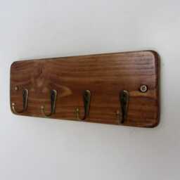 Rustic Wood Key Holder 4 Hook Organizer, Weathered Oak Finish - thumbnail 2