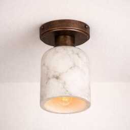 Alabaster Ceiling Light Fixture - Flush Mount Marble Stone Lamp Luxury Home Decor , Bathroom Hallway Lights - thumbnail 2