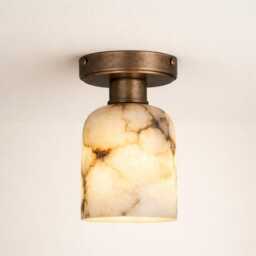 Alabaster Ceiling Light Fixture - Flush Mount Marble Stone Lamp Luxury Home Decor , Bathroom Hallway Lights - thumbnail 3