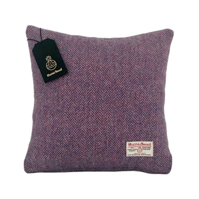 Harris Tweed Cushion Cover - Double Sided With Concealed Ykk Zip Lilac & Blue/Pink Herringbone 100% Wool All Sizes Available - image 1