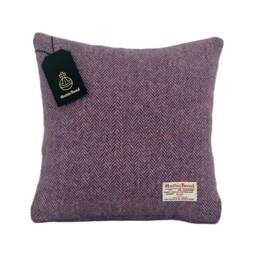 Harris Tweed Cushion Cover - Double Sided With Concealed Ykk Zip Lilac & Blue/Pink Herringbone 100% Wool All Sizes Available - thumbnail 1
