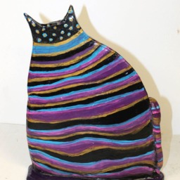 Whimsical Ceramic Flat Cat Standing Sculpture - thumbnail 3